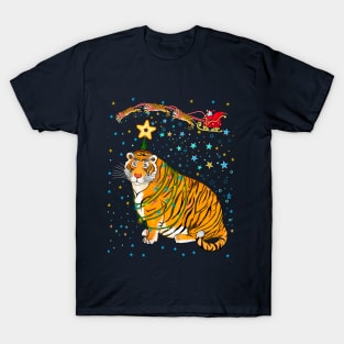 Tiger's Christmas tree and Santa/ Year of the Tiger /New Year 2022/ Tiger 2022 T-Shirt